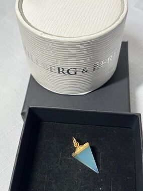 Hillberg & Berk Pyramid Turquoise Pendant Charm Gold accent. New. Gift idea!